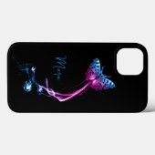 Neon roze en blauwe vlinder Case-Mate iPhone case (Achterkant (horizontaal))