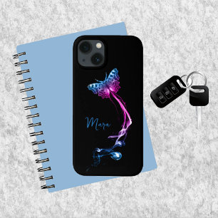 Neon roze en blauwe vlinder Case-Mate iPhone case