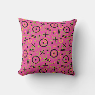 Neon roze en Blue Doodle Pattern van 80 en 90 Kussen