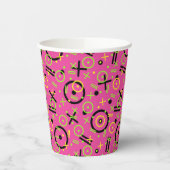 Neon roze en Blue Doodle Pattern van 80 en 90 Papieren Bekers (Links)