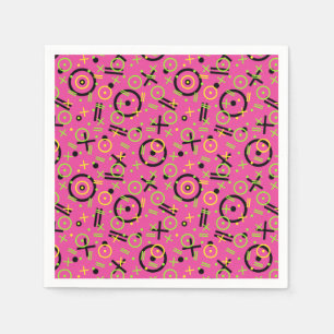 Neon roze en Blue Doodle Pattern van 80 en 90 Servet