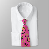 Neon roze en Blue Doodle Pattern van 80 en 90 Stropdas (Gebonden)