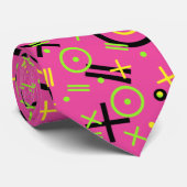 Neon roze en Blue Doodle Pattern van 80 en 90 Stropdas (Opgerold)