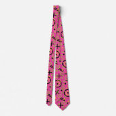 Neon roze en Blue Doodle Pattern van 80 en 90 Stropdas (Achterkant)