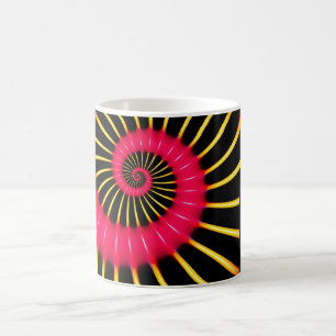 Neon Roze En Gele Spiraal Fractal Koffiemok