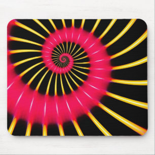 Neon Roze En Gele Spiraal Fractal Muismat