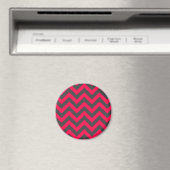 Neon roze en grijs Chevron Patroon Magneet (Insitu (Vaatwasser))
