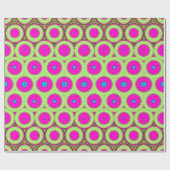 Neon roze en groene Abstracte cirkels Cadeaupapier (Vlak)