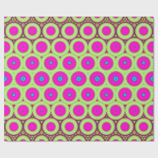 Neon roze en groene Abstracte cirkels Cadeaupapier (Vlak)