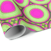 Neon roze en groene Abstracte cirkels Cadeaupapier (Rol Hoek)