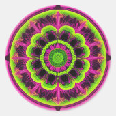 Neon roze en groene caleidoscoop ontwerp ronde sticker (Voorkant)