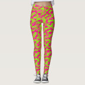 Neon Roze en Groene Camo Leggings (Voorkant)