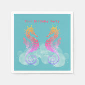 Neon Roze en Oranje Zeepaardjes Feestservetten Servet (Voorkant)