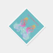 Neon Roze en Oranje Zeepaardjes Feestservetten Servet (Hoek)