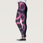 Neon roze en paarse abstracte wervelingen op een z leggings (Links)