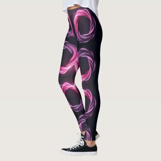 Neon roze en paarse abstracte wervelingen op een z leggings (Links)