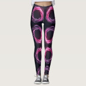 Neon roze en paarse abstracte wervelingen op een z leggings (Voorkant)
