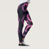 Neon roze en paarse abstracte wervelingen op een z leggings (Rechts)