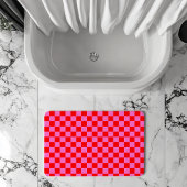 Neon Roze en Rood Geruite Checkerboard Badmat