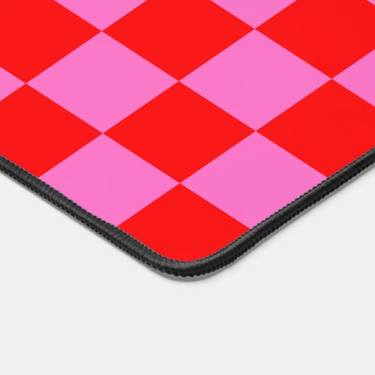 Neon Roze en Rood Geruite Checkerboard  Bureaumat (Hoek)
