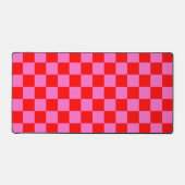 Neon Roze en Rood Geruite Checkerboard  Bureaumat (Voorkant)