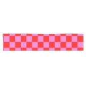 Neon Roze en Rood Geruite Checkerboard  Korte Tafelloper (Horizontaal)