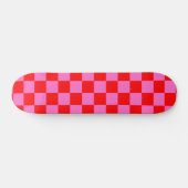 Neon Roze en Rood Geruite Checkerboard  Persoonlijk Skateboard (Horizontaal)