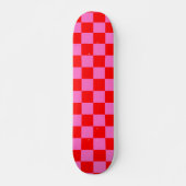 Neon Roze en Rood Geruite Checkerboard  Persoonlijk Skateboard (Voorkant)