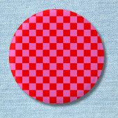 Neon Roze en Rood Geruite Checkerboard  Ronde Button 3,2 Cm