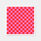 Neon Roze en Rood Geruite Checkerboard  Servet (Voorkant)