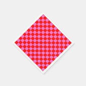 Neon Roze en Rood Geruite Checkerboard  Servet (Hoek)