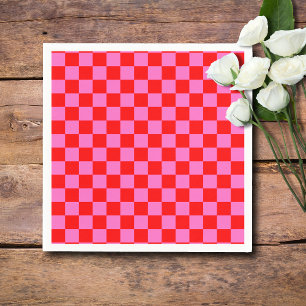 Neon Roze en Rood Geruite Checkerboard  Servet