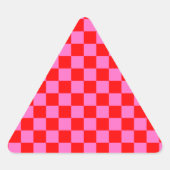 Neon Roze en Rood Geruite Checkerboard  Sticker (Voorkant)