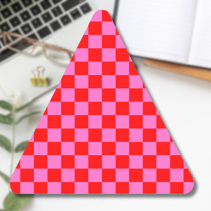 Neon Roze en Rood Geruite Checkerboard  Sticker