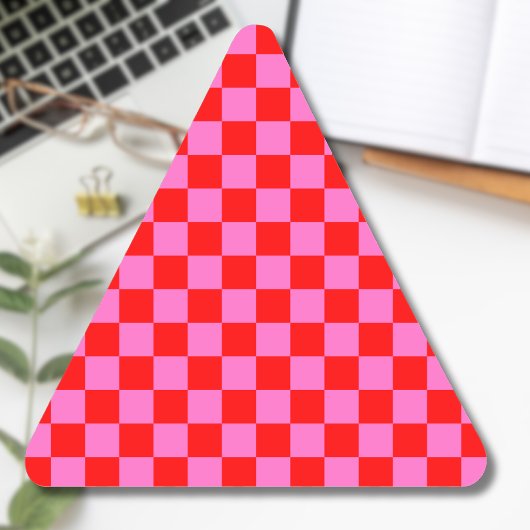 Neon Roze en Rood Geruite Checkerboard  Sticker