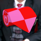 Neon Roze en Rood Geruite Checkerboard  Stropdas