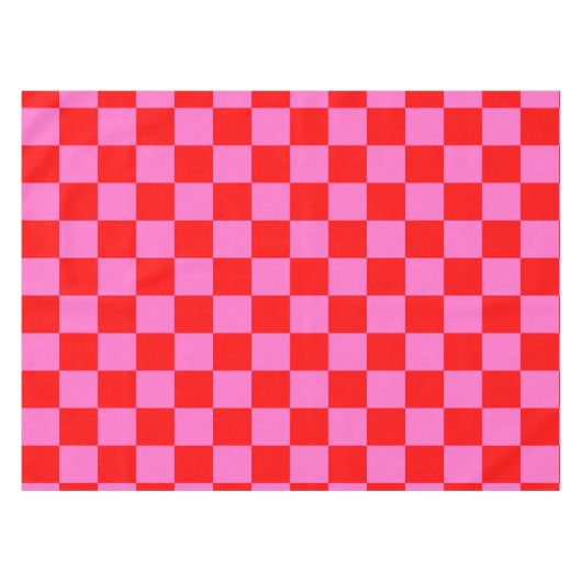 Neon Roze en Rood Geruite Checkerboard  Tafelkleed (Voorkant (Horizontaal))