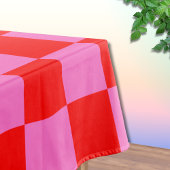 Neon Roze en Rood Geruite Checkerboard  Tafelkleed