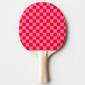 Neon Roze en Rood Geruite Checkerboard Tafeltennisbatje (Voorkant)