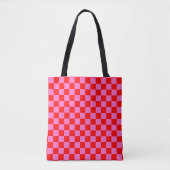 Neon Roze en Rood Geruite Checkerboard  Tote Bag (Voorkant)