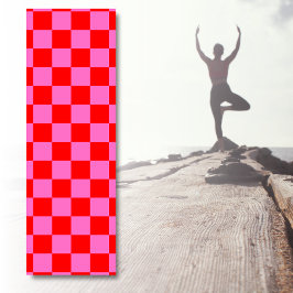 Neon Roze en Rood Geruite Checkerboard  Yogamat