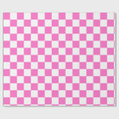 Neon Roze en Wit Geruite Checkerboard Cadeaupapier (Vlak)