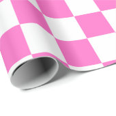 Neon Roze en Wit Geruite Checkerboard Cadeaupapier (Rol Hoek)
