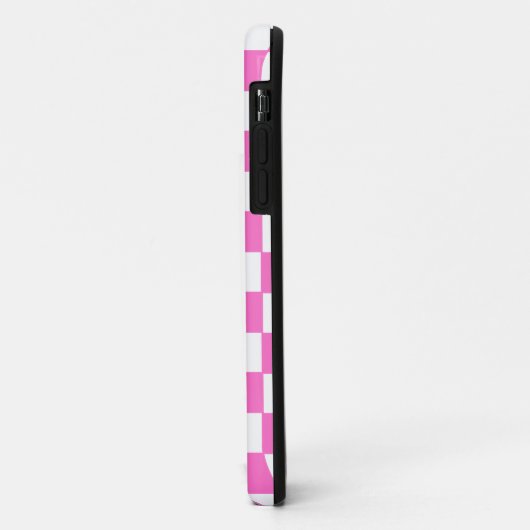 Neon Roze en Wit Geruite Checkerboard  Case-Mate iPhone Case (Achterkant/links)