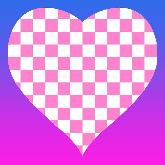 Neon Roze en Wit Geruite Checkerboard Hart Sticker