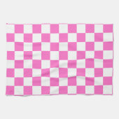 Neon Roze en Wit Geruite Checkerboard  Theedoek (Horizontaal)