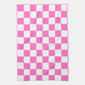 Neon Roze en Wit Geruite Checkerboard  Theedoek (Verticaal)