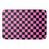 Neon Roze en Zwart Geruite Checkerboard  Badmat (Voorkant)