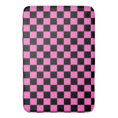 Neon Roze en Zwart Geruite Checkerboard  Badmat (Voorkant Verticaal)