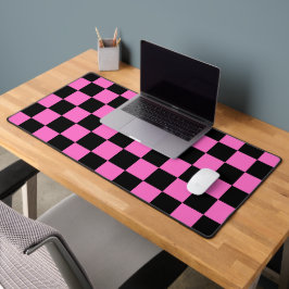 Neon Roze en Zwart Geruite Checkerboard  Bureaumat